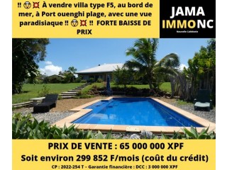 ️  À vendre villa type F5, au bord de mer, à Port ouenghi plage, avec une vue paradisiaque ️ ️  FORTE BAISSE DE PRIX